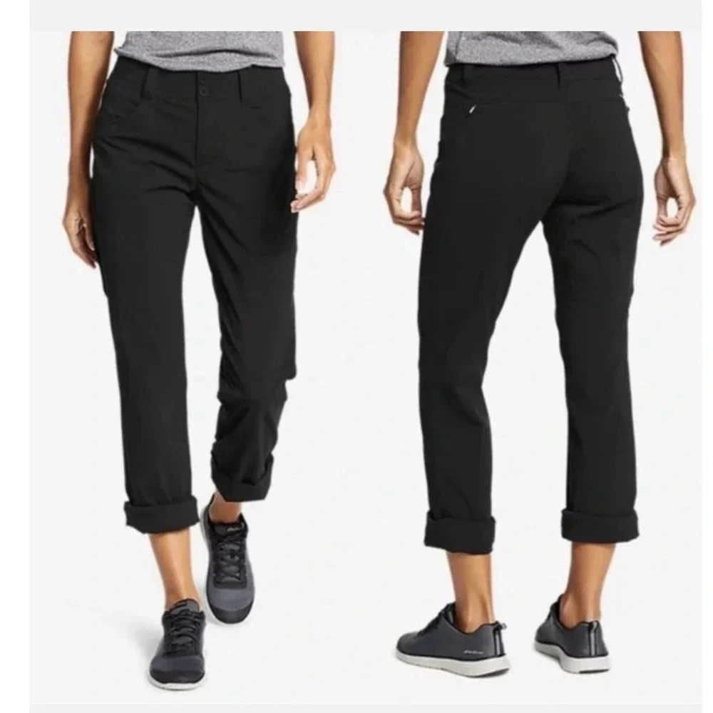 Eddie‎ Bauer Women's Travex Sightscape Convertible Roll-Up Pants Black- 4